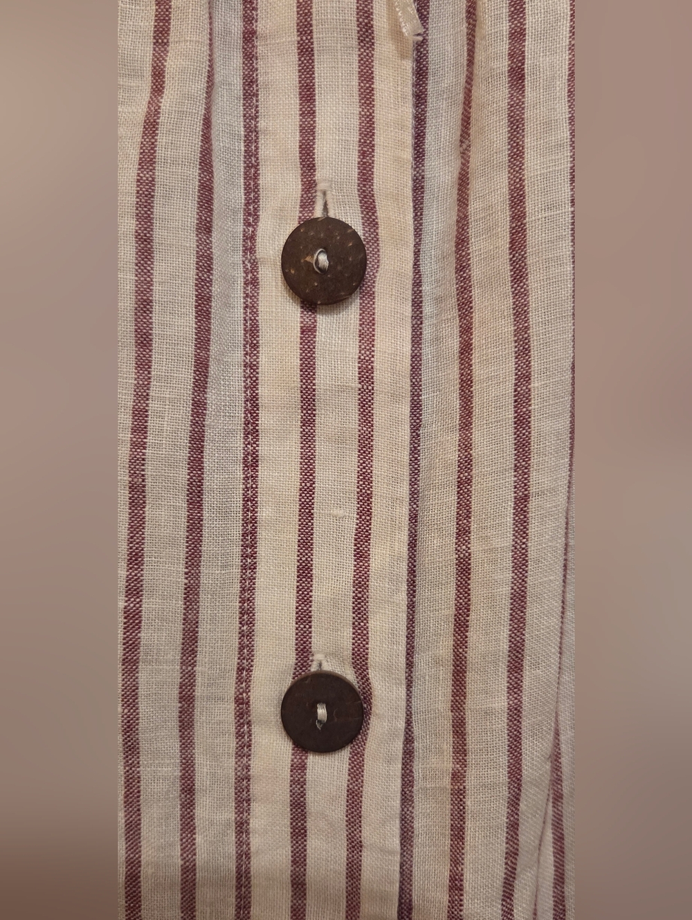 NWT Artisan NY 100% Linen Striped Beige Button-Front Midi Dress w/pockets Sz 12 - Picture 4 of 4